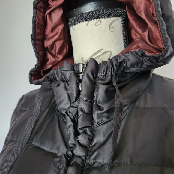 I Madison Expedition Down Puffer Hooded Jacket Ruffle Zip Black - Picture 4 of 10